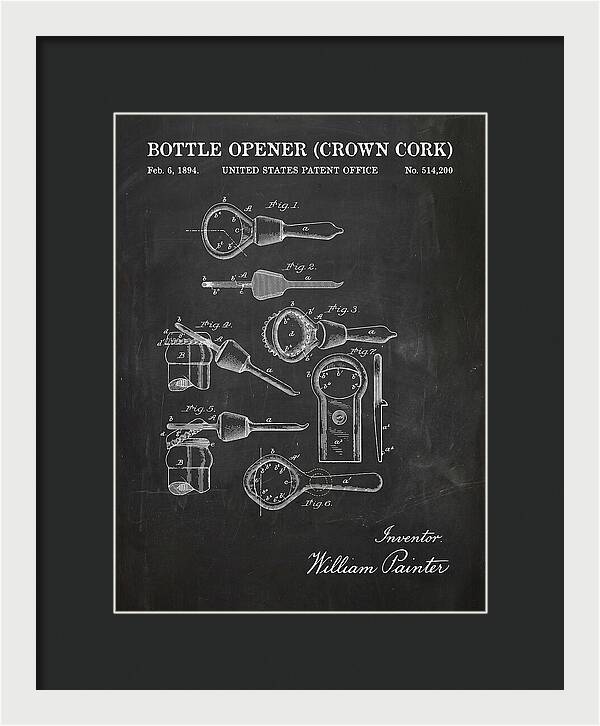 Bottle Opener Crown Cork Chalkboard Patent Us514200a