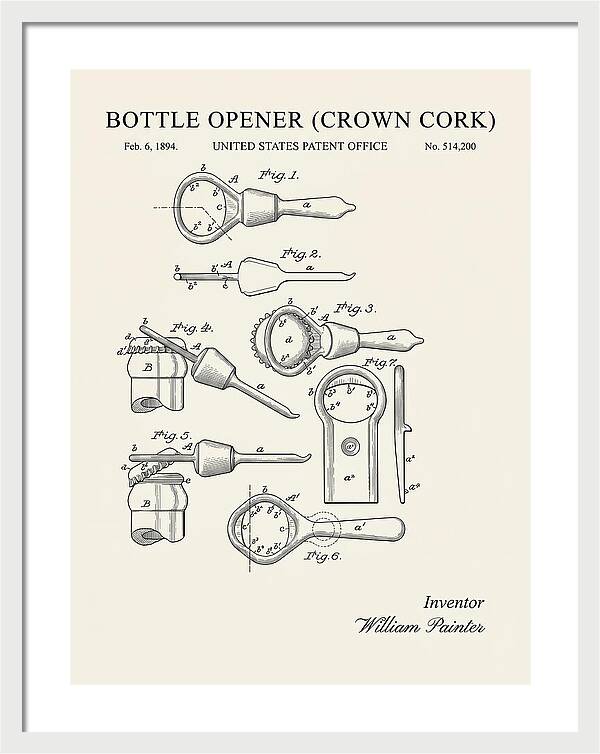 Bottle Opener Crown Cork Minimalist Patent Us514200a