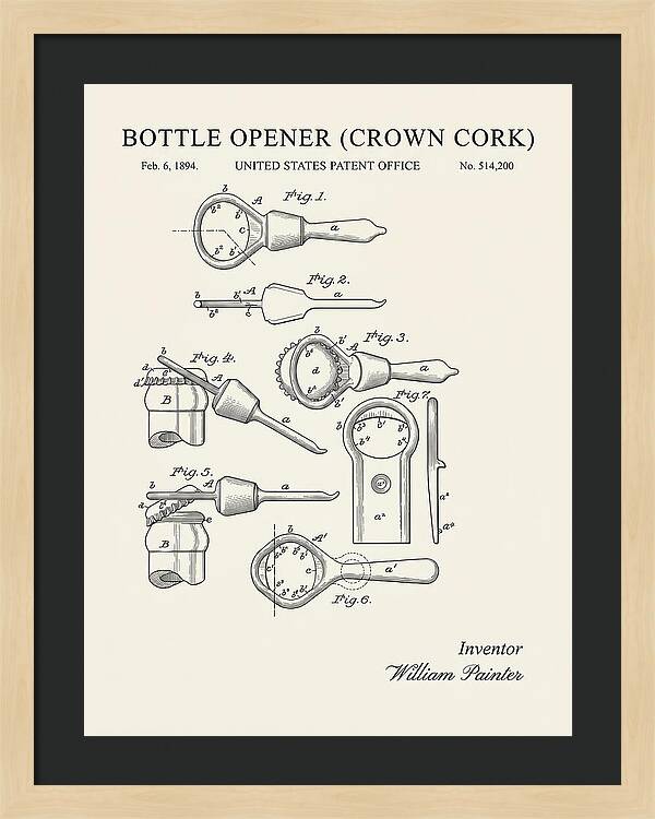 Bottle Opener Crown Cork Minimalist Patent Us514200a