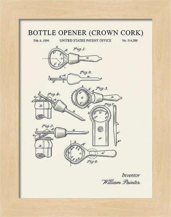 Bottle Opener Crown Cork Minimalist Patent Us514200a