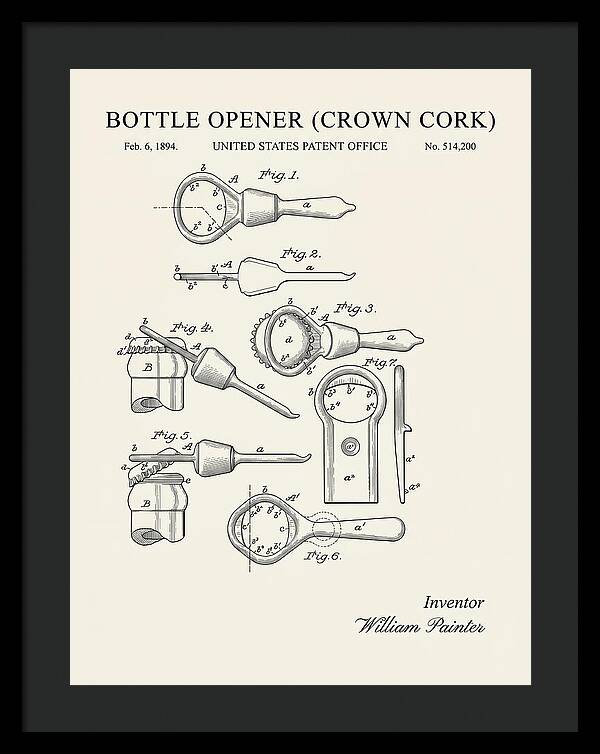 Bottle Opener Crown Cork Minimalist Patent Us514200a