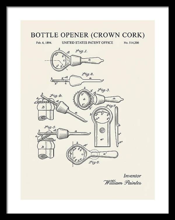 Bottle Opener Crown Cork Minimalist Patent Us514200a