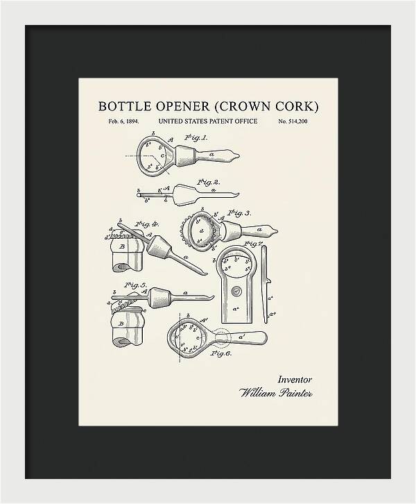 Bottle Opener Crown Cork Minimalist Patent Us514200a