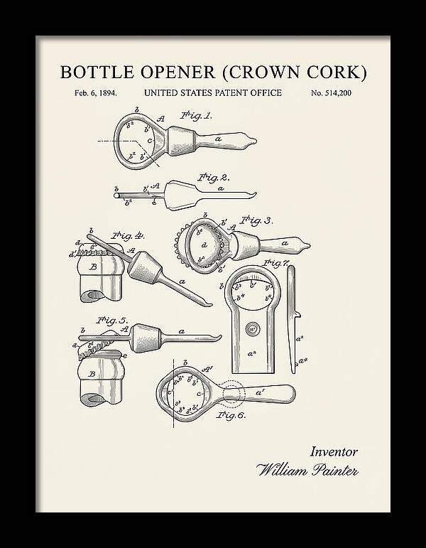 Bottle Opener Crown Cork Minimalist Patent Us514200a