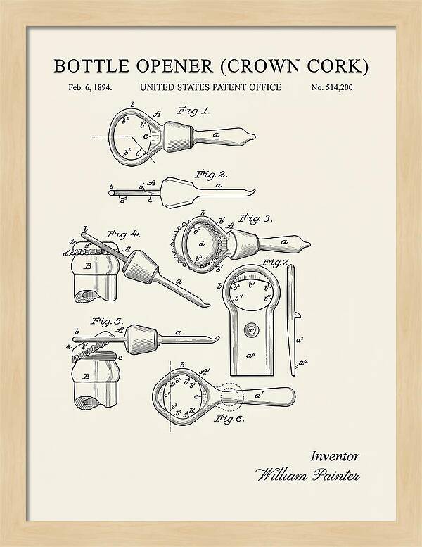 Bottle Opener Crown Cork Minimalist Patent Us514200a