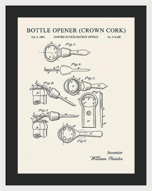 Bottle Opener Crown Cork Minimalist Patent Us514200a