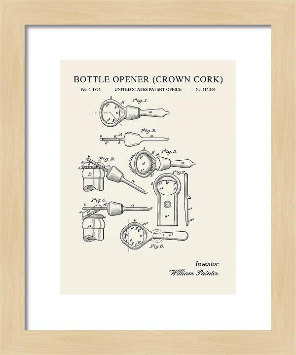 Bottle Opener Crown Cork Minimalist Patent Us514200a