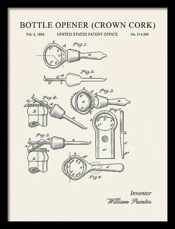 Bottle Opener Crown Cork Minimalist Patent Us514200a