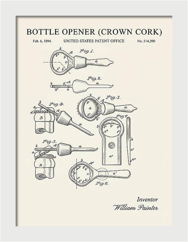 Bottle Opener Crown Cork Minimalist Patent Us514200a