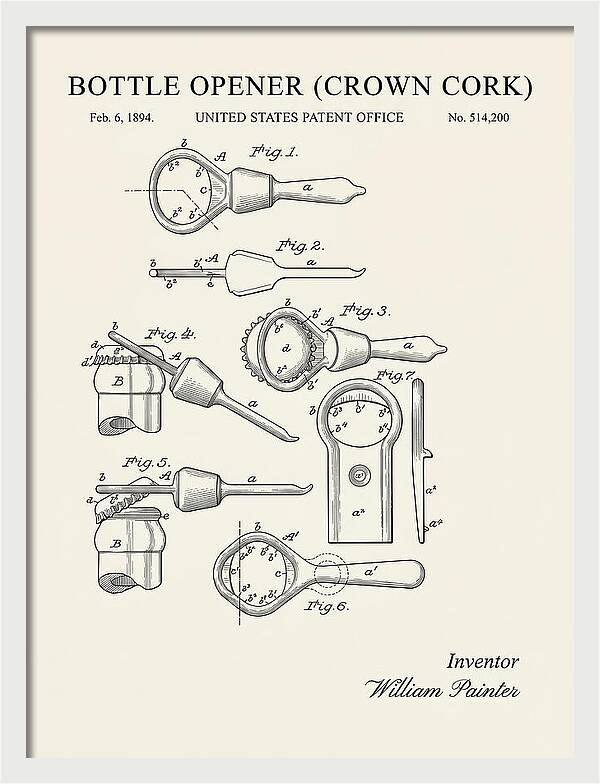 Bottle Opener Crown Cork Minimalist Patent Us514200a