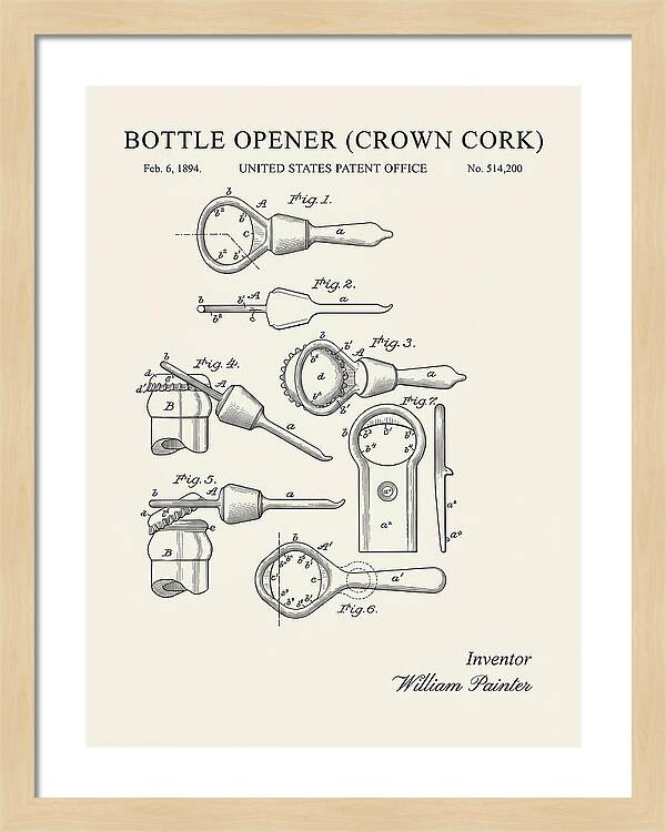 Bottle Opener Crown Cork Minimalist Patent Us514200a