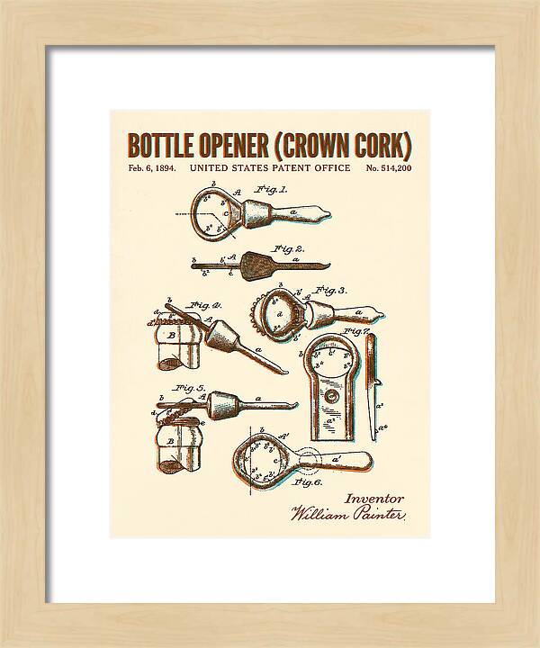 Bottle Opener Crown Cork Retro Patent Us514200a