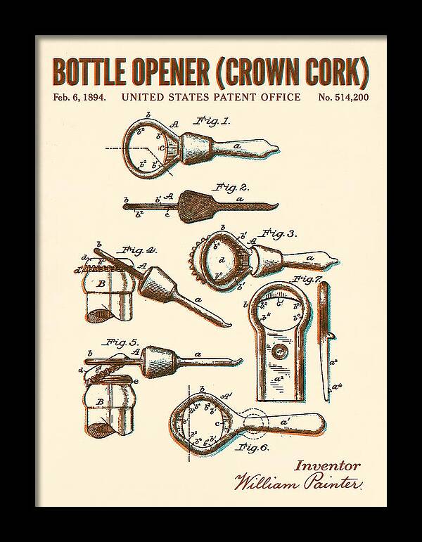 Bottle Opener Crown Cork Retro Patent Us514200a