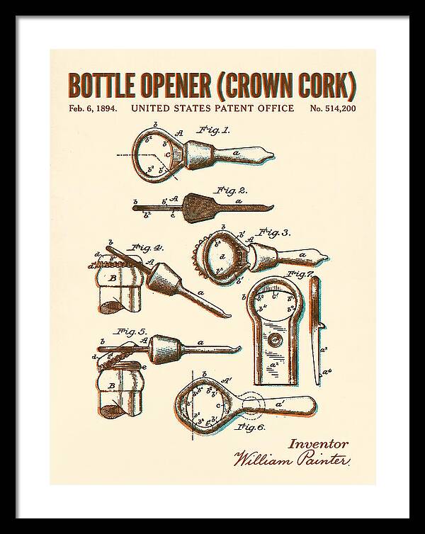 Bottle Opener Crown Cork Retro Patent Us514200a