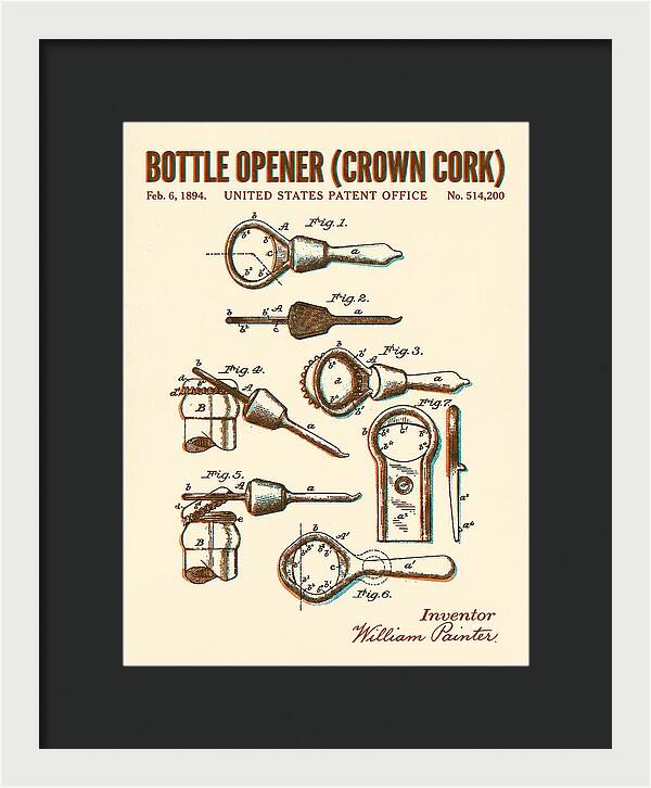 Bottle Opener Crown Cork Retro Patent Us514200a