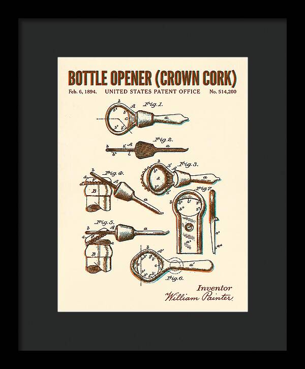 Bottle Opener Crown Cork Retro Patent Us514200a