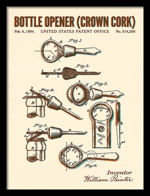 Bottle Opener Crown Cork Retro Patent Us514200a