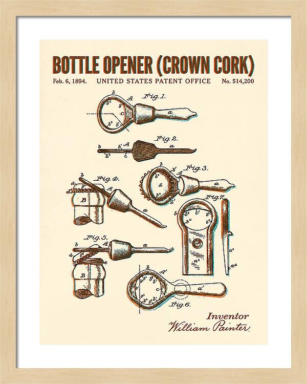Bottle Opener Crown Cork Retro Patent Us514200a