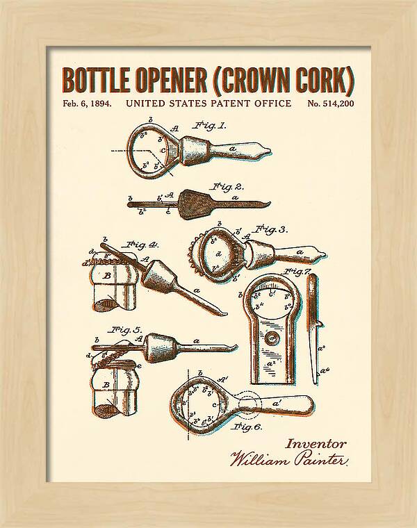 Bottle Opener Crown Cork Retro Patent Us514200a