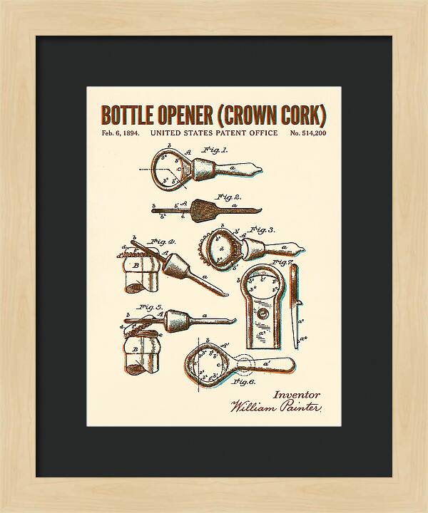 Bottle Opener Crown Cork Retro Patent Us514200a