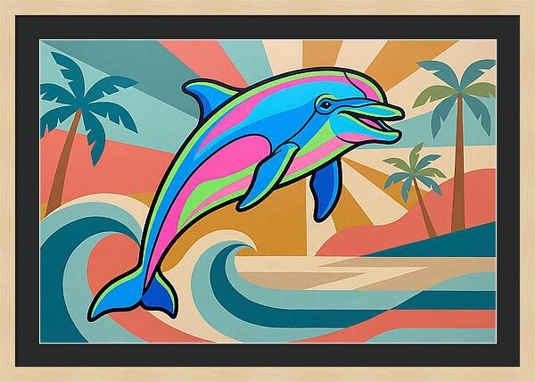 Bottlenose Dolphin In Vibrant Colors