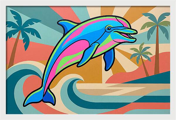 Bottlenose Dolphin In Vibrant Colors
