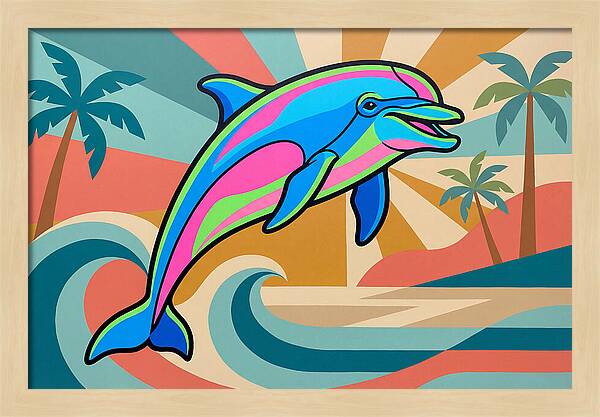 Bottlenose Dolphin In Vibrant Colors