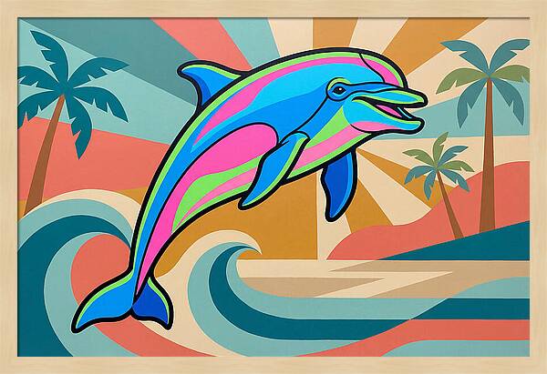 Bottlenose Dolphin In Vibrant Colors