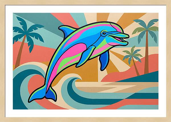 Bottlenose Dolphin In Vibrant Colors