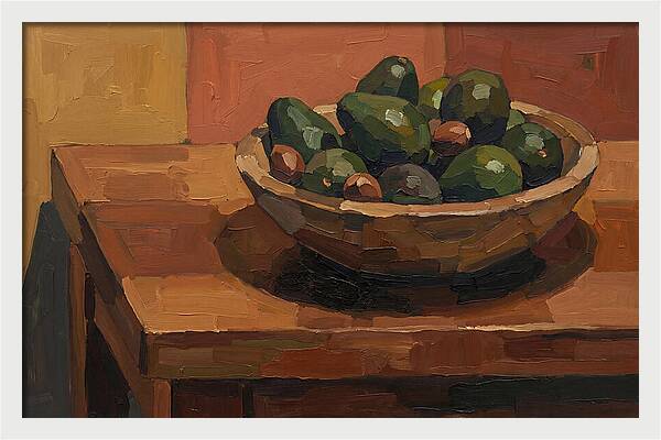 Bowl Of Ripe Avocados