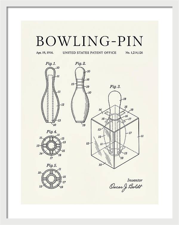 Bowling Pin Minimalist Patent Us1214126a