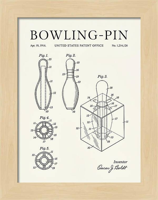 Bowling Pin Minimalist Patent Us1214126a