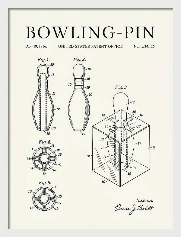 Bowling Pin Minimalist Patent Us1214126a