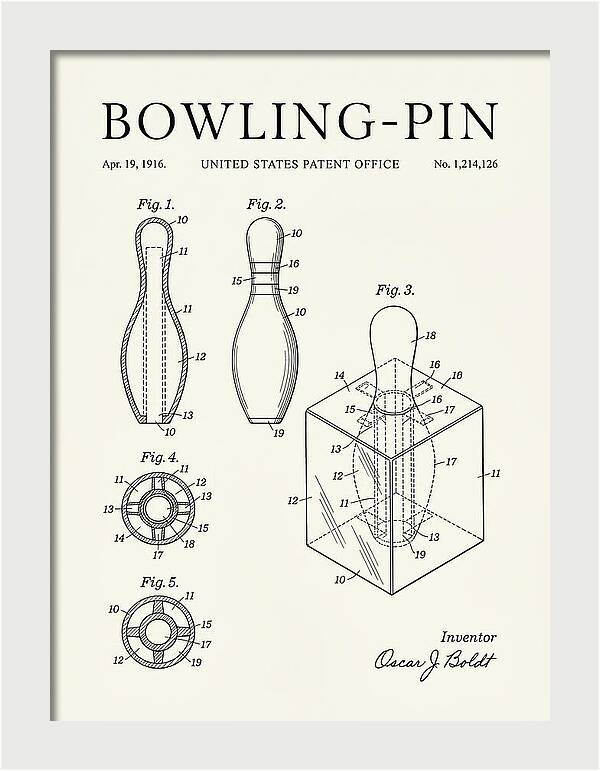 Bowling Pin Minimalist Patent Us1214126a
