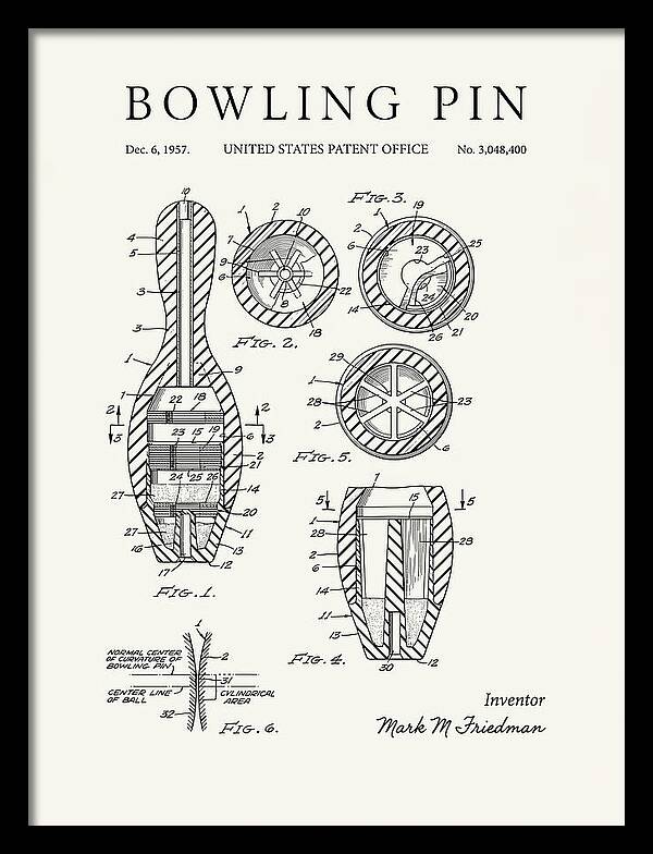 Bowling Pin Minimalist Patent Us3048400a