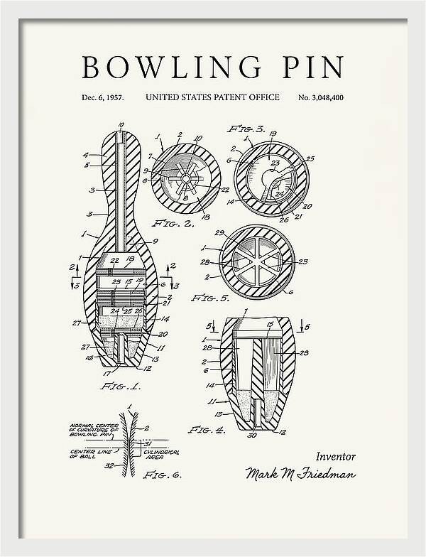 Bowling Pin Minimalist Patent Us3048400a