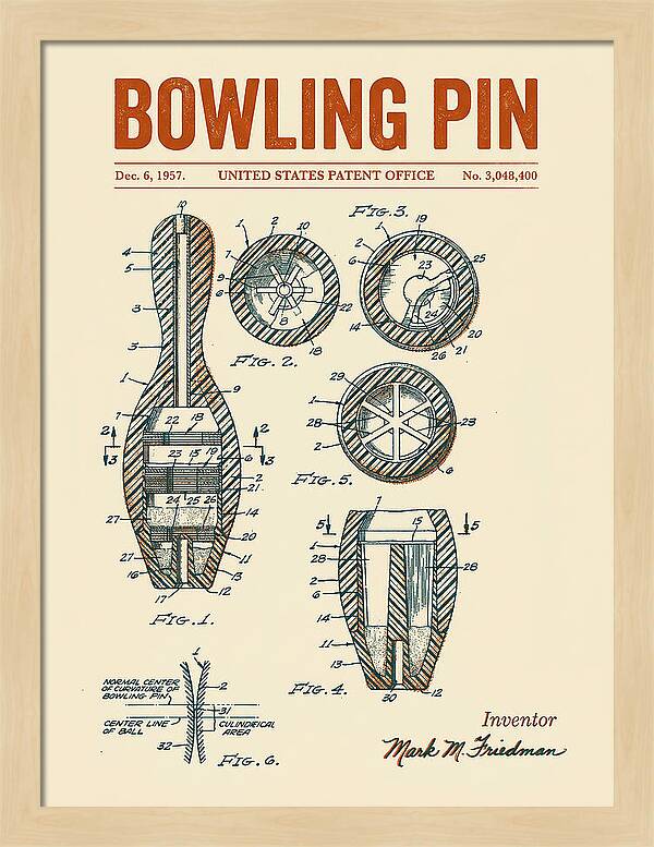 Bowling Pin Retro Patent Us3048400a