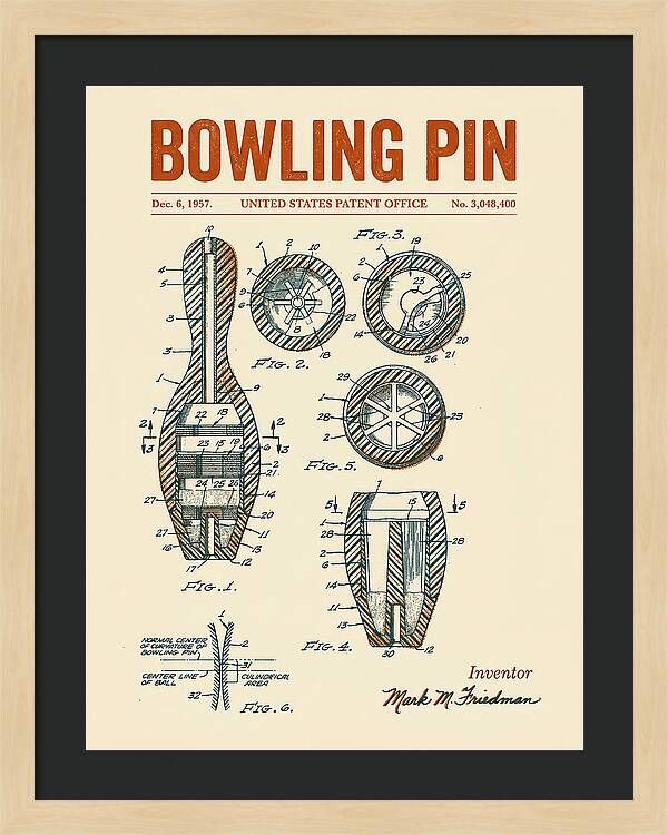 Bowling Pin Retro Patent Us3048400a