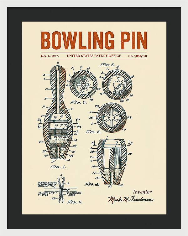 Bowling Pin Retro Patent Us3048400a
