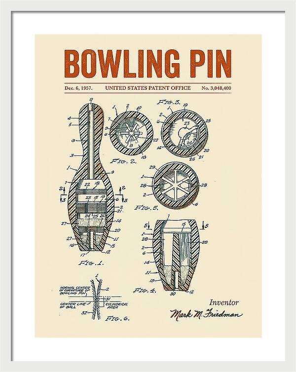 Bowling Pin Retro Patent Us3048400a
