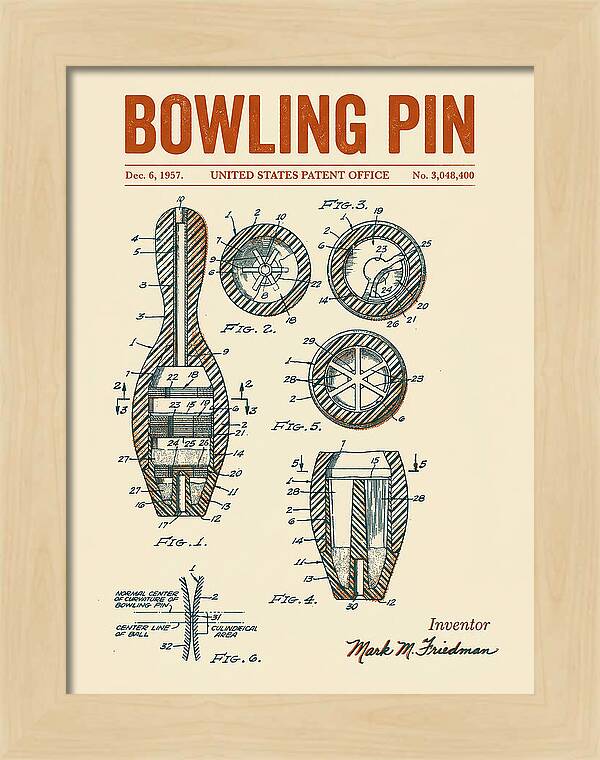 Bowling Pin Retro Patent Us3048400a