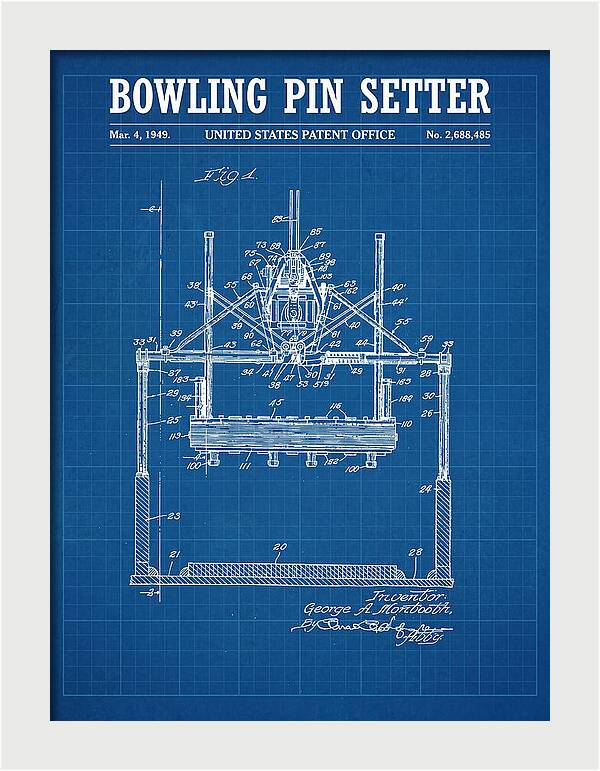 Bowling Pin Setter Blueprint Patent Us2688485a