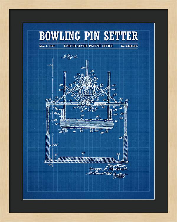 Bowling Pin Setter Blueprint Patent Us2688485a