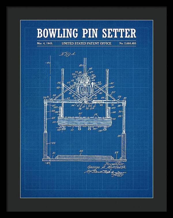 Bowling Pin Setter Blueprint Patent Us2688485a