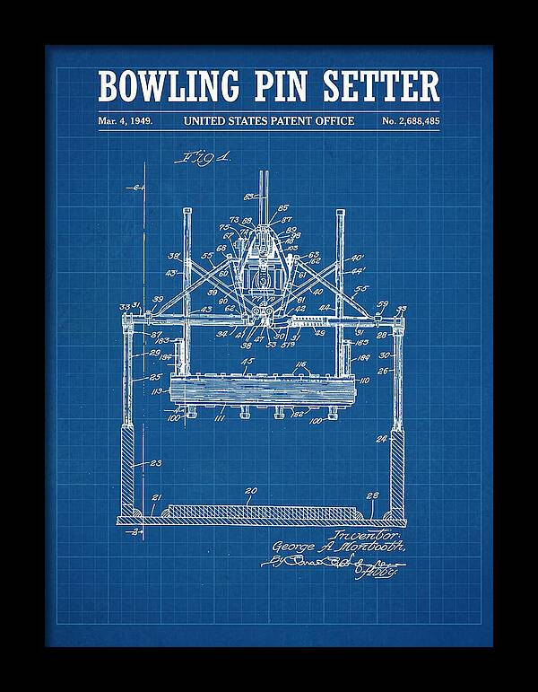 Bowling Pin Setter Blueprint Patent Us2688485a