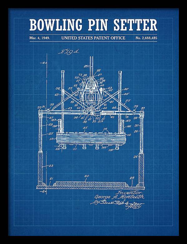Bowling Pin Setter Blueprint Patent Us2688485a