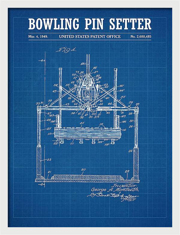Bowling Pin Setter Blueprint Patent Us2688485a