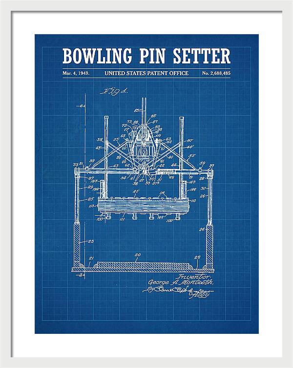 Bowling Pin Setter Blueprint Patent Us2688485a