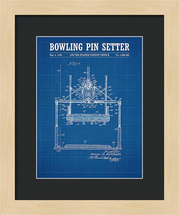 Bowling Pin Setter Blueprint Patent Us2688485a