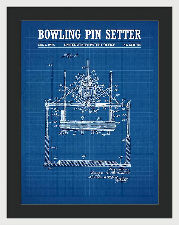 Bowling Pin Setter Blueprint Patent Us2688485a